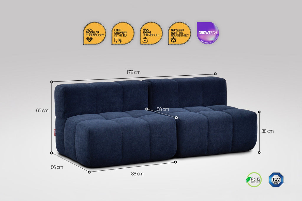 2-Piece Modular Sofa – Blue