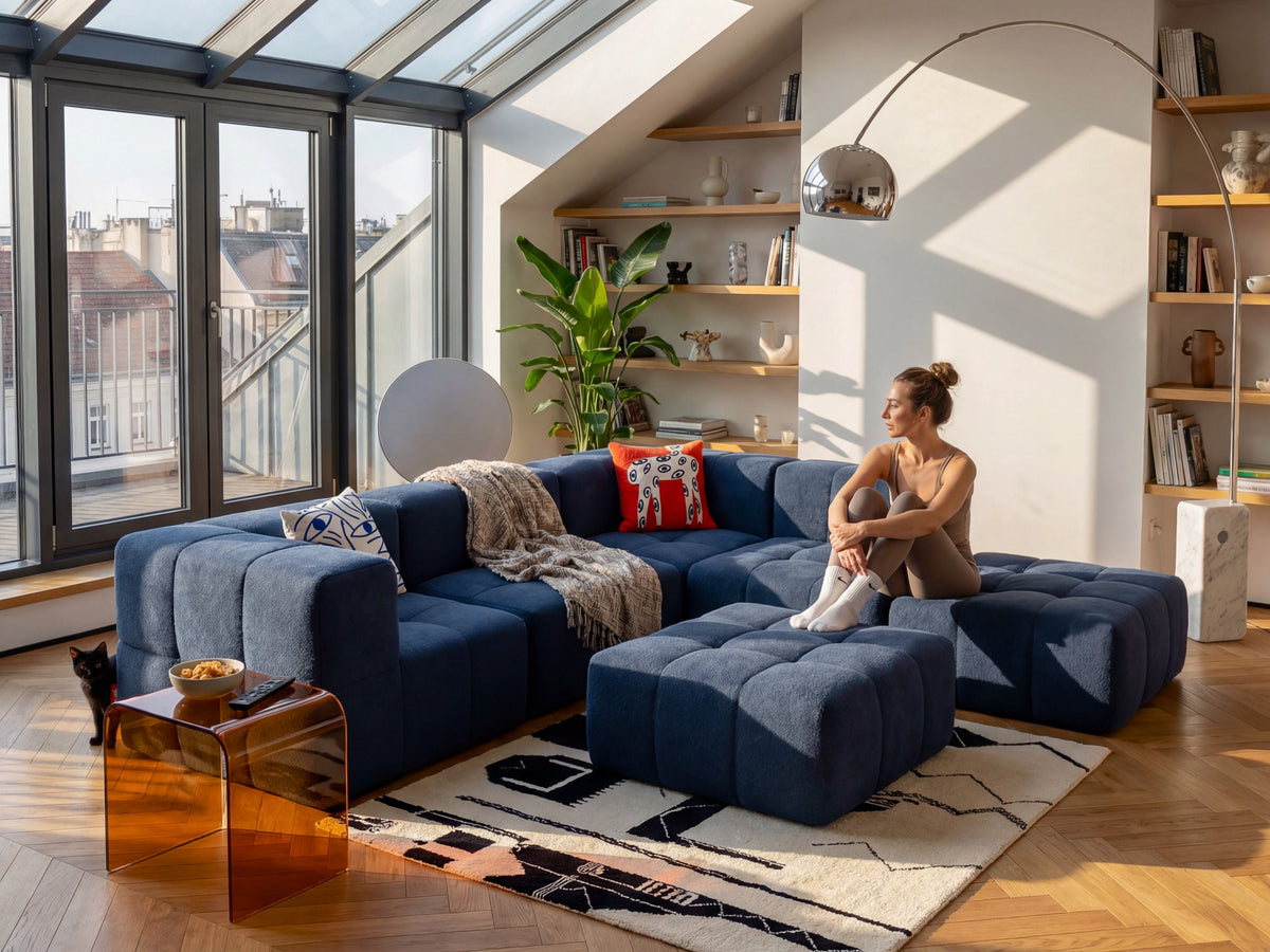 2-Piece Modular Sofa – Blue