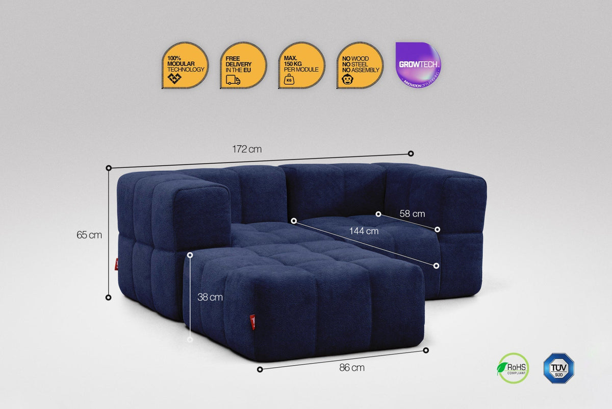 3-Piece Modular Sofa – Blue