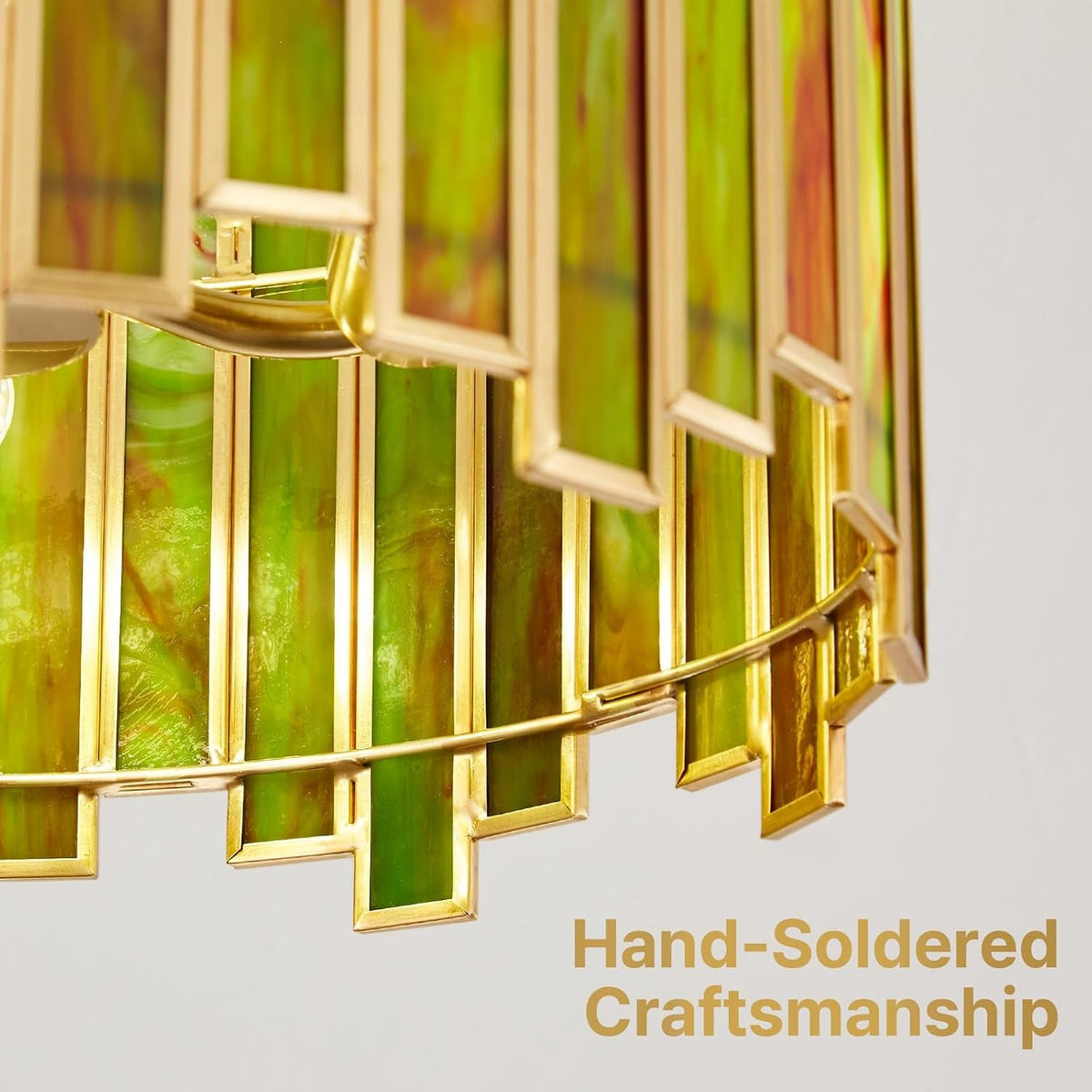 Green Tiffany Stained Glass Centerpiece Chandelier