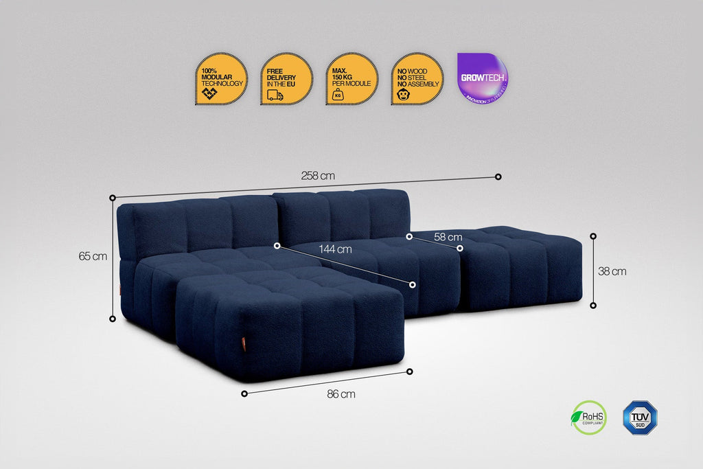 4-Piece Modular Sofa – Blue