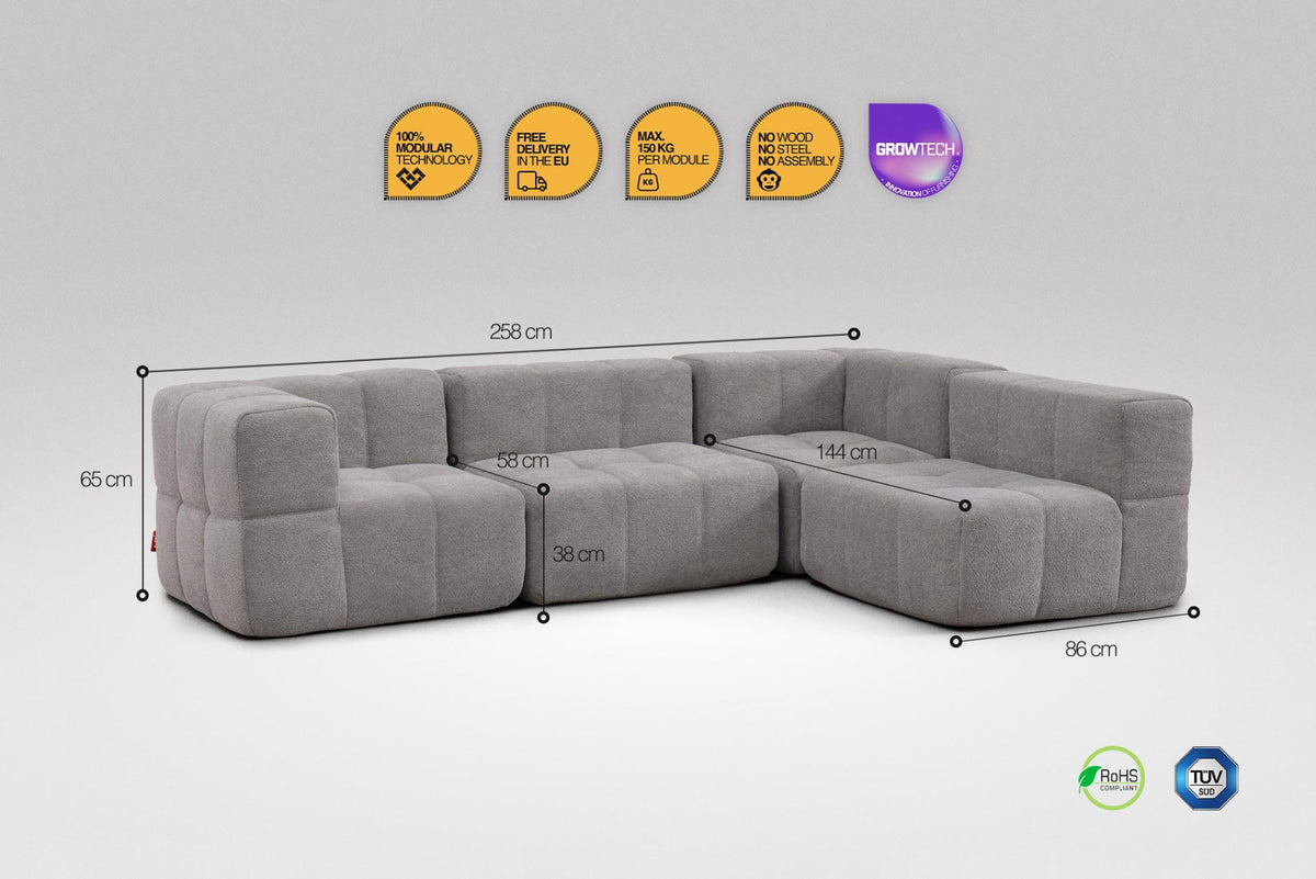 4-Piece Modular Sofa – Grey
