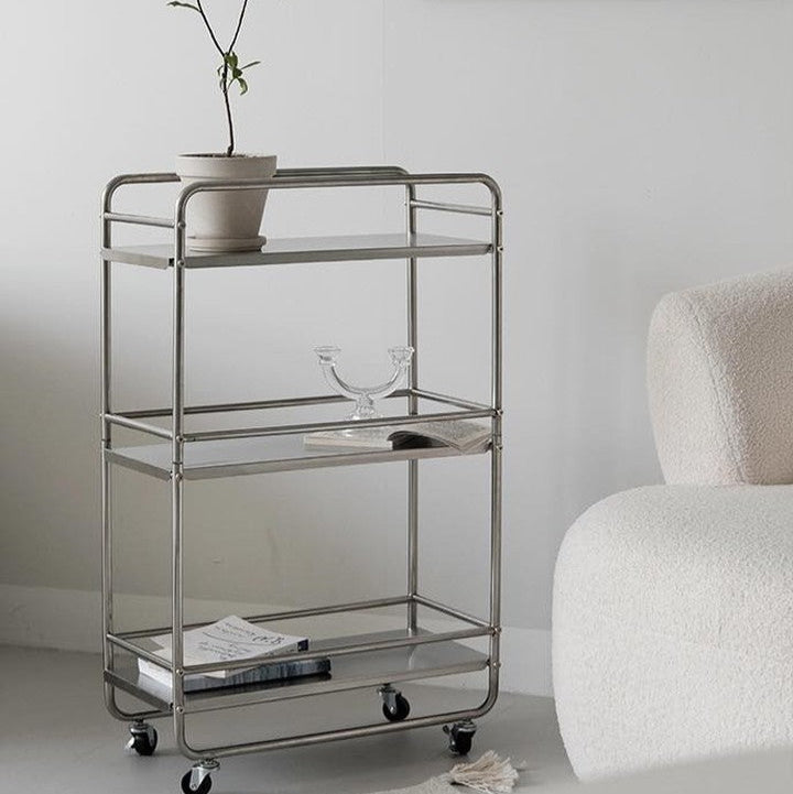 Stainless Steel Bar Cart with Wheels