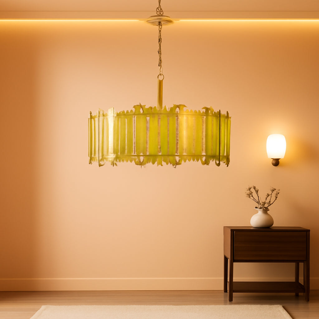 16 Inch Contemporary Green Stained Glass Chandelier