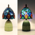 Blue Peacock Tiffany Stained Glass Mushroom Tablelight