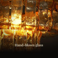 Contemporary Gold Five Light Amber Glass Chandelier