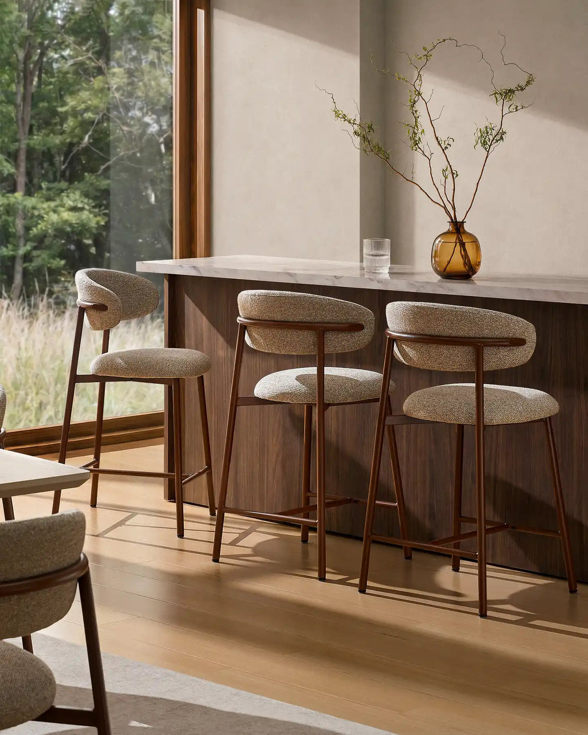 Rowan Taupe Chenille Bar Stools [65cm] [Set of 2] [Pre-Order]