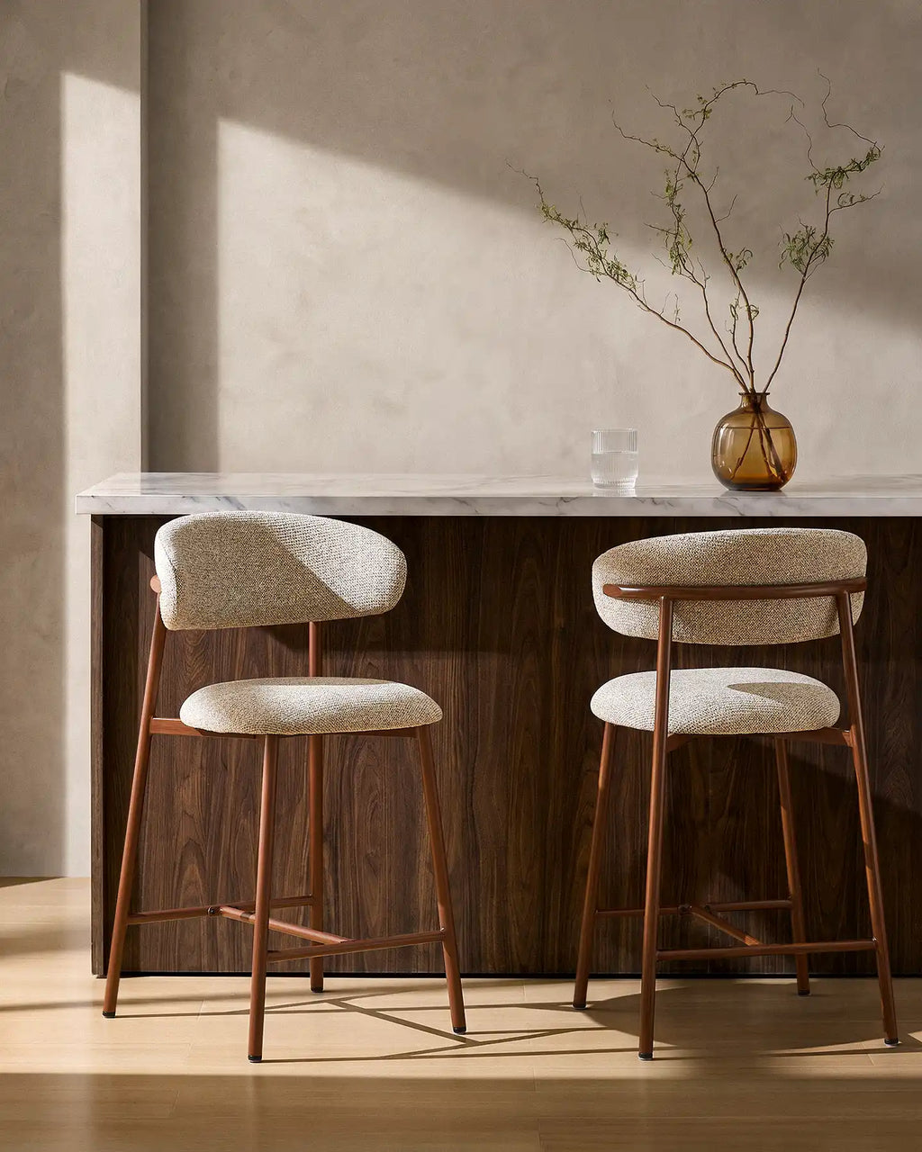 Rowan Taupe Chenille Bar Stools [65cm] [Set of 2] [Pre-Order]