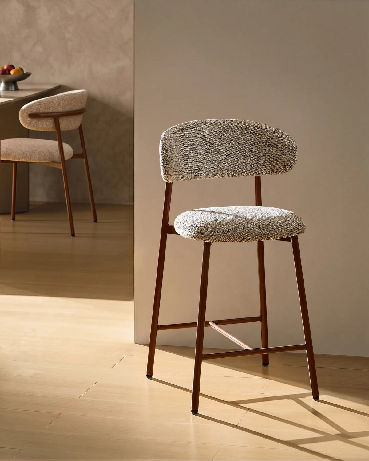 Rowan Taupe Chenille Bar Stools [65cm] [Set of 2] [Pre-Order]