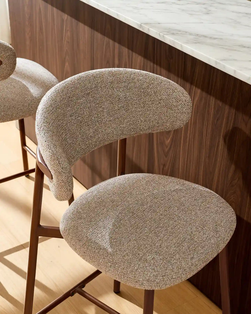 Rowan Taupe Chenille Bar Stools [65cm] [Set of 2] [Pre-Order]