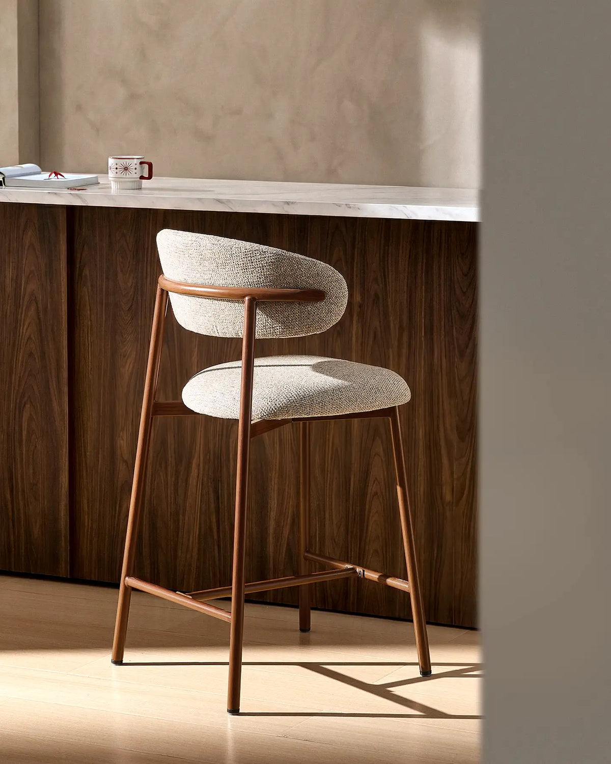 Rowan Taupe Chenille Bar Stools [65cm] [Set of 2] [Pre-Order]
