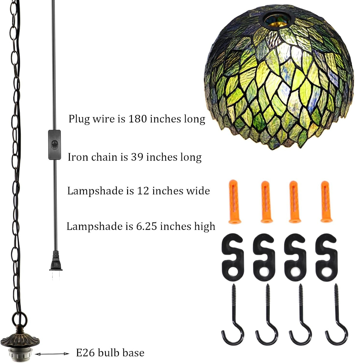 Multicolor Tiffany Style Stained Glass Hanging Lamp
