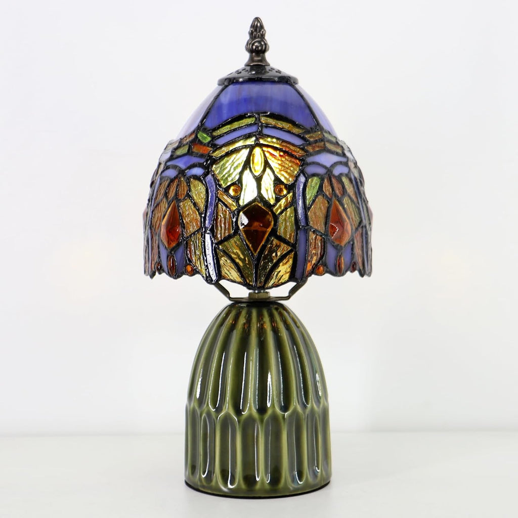 Purple Tiffany Stained Glass Mushroom Table Lighting