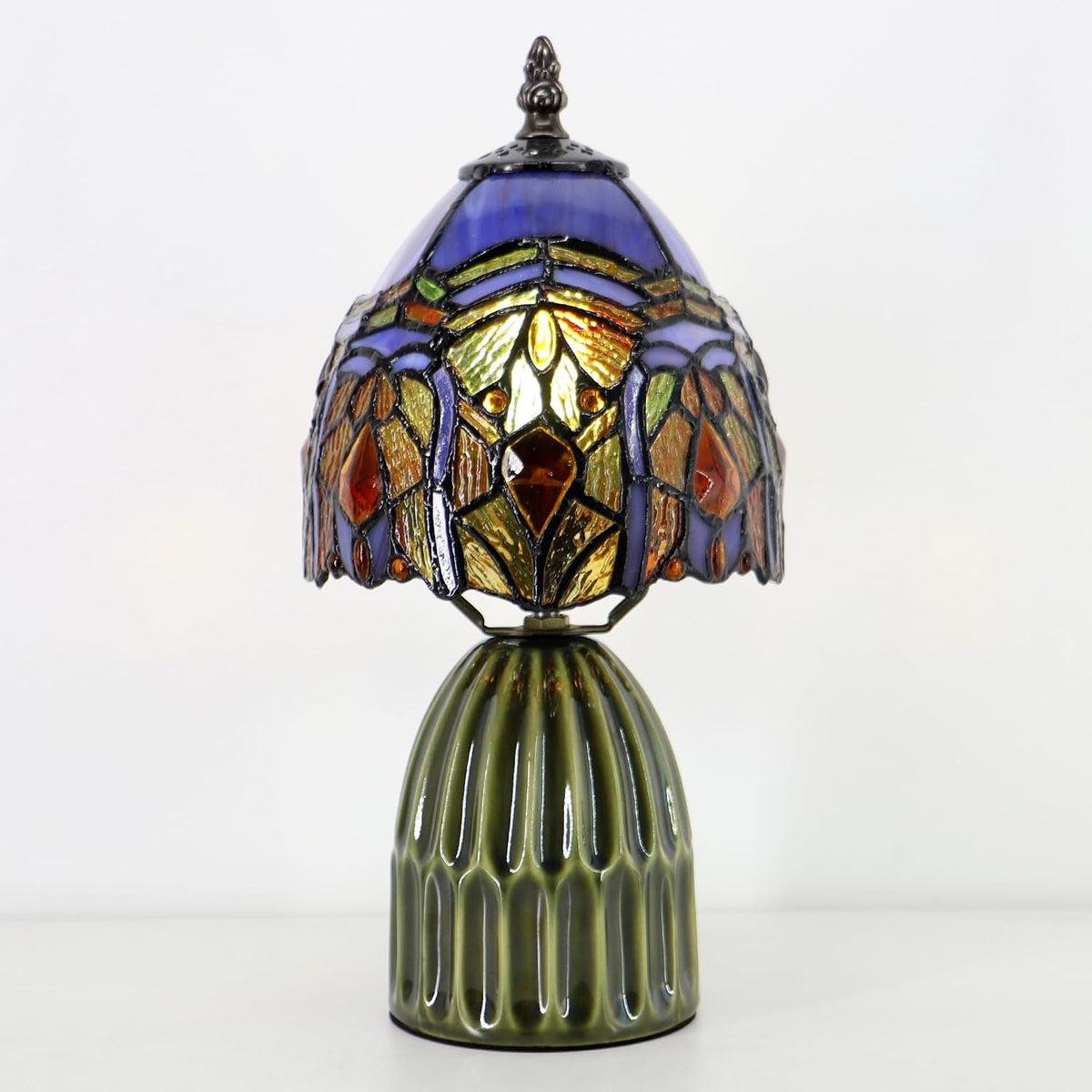 Purple Tiffany Stained Glass Mushroom Table Lighting