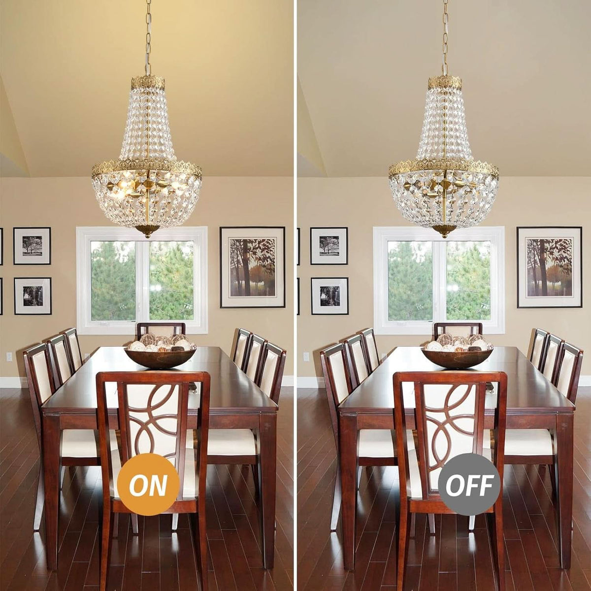 Antique Brass Crystal Chandelier Four Light Pendant