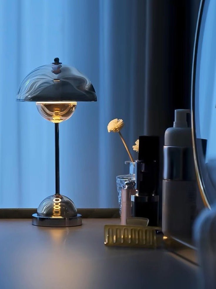 Chrome Flowerpot Dimmable Table Lamp - Modern Nordic Portable Bedside Lamp