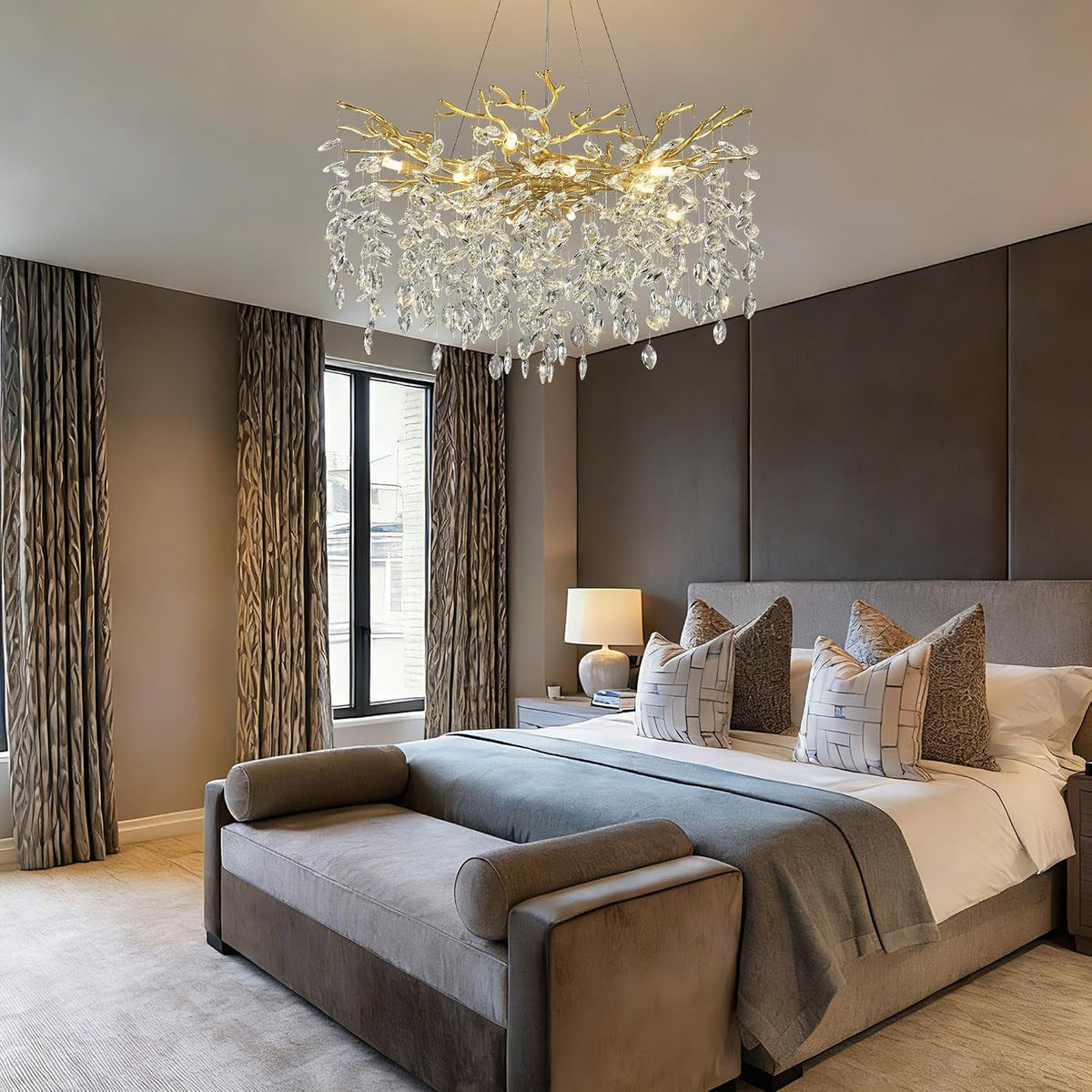 Luxurious Gold Crystal Tree Branch Indoor Chandelier