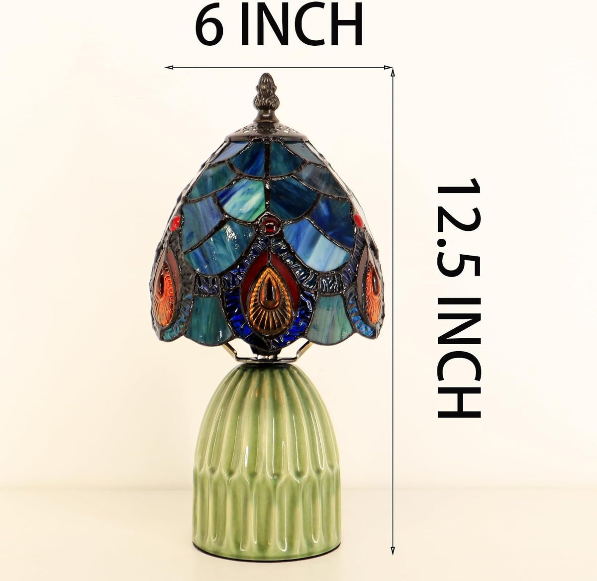 Blue Peacock Tiffany Stained Glass Mushroom Tablelight