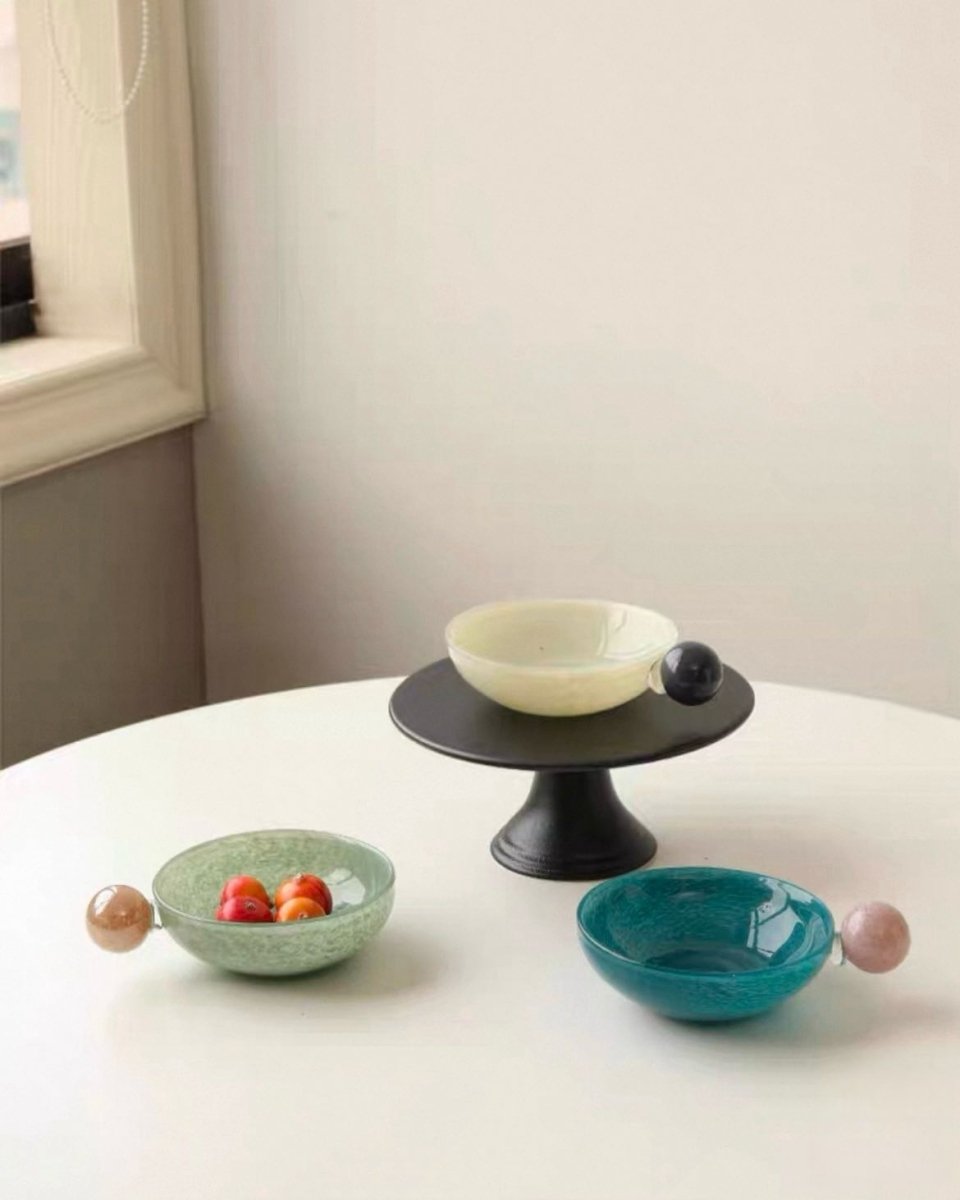 Handblown Bonbon Whimsical Salad Snack Desert Bowl, Eclectic Decorative Bowl
