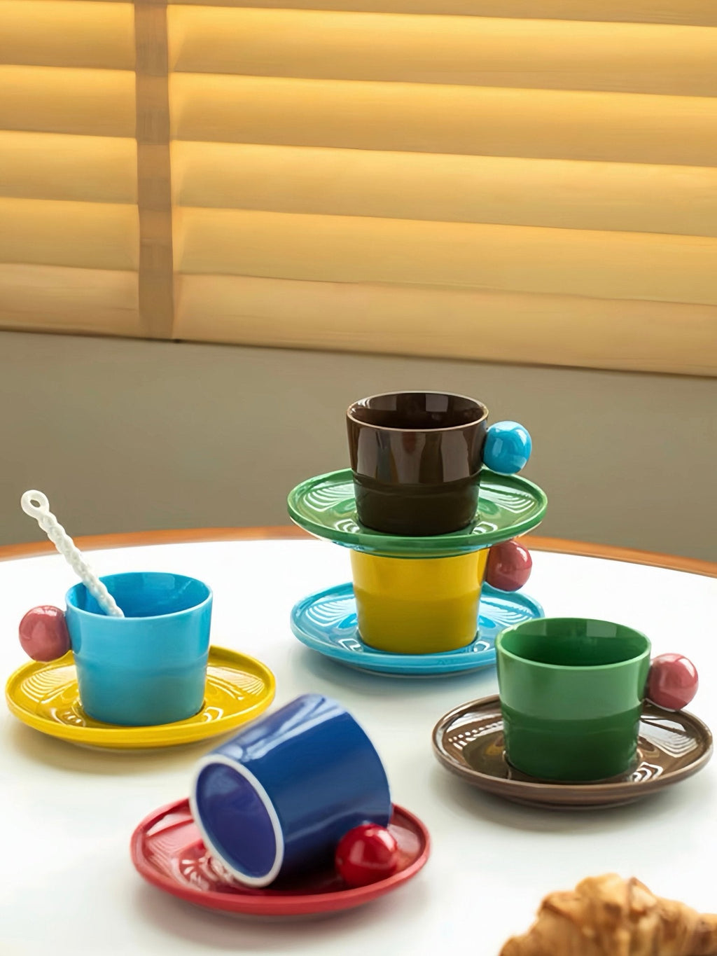 Handmade Skittles Coffee Mug With Saucer - Cute Dopamine Espresso Cup