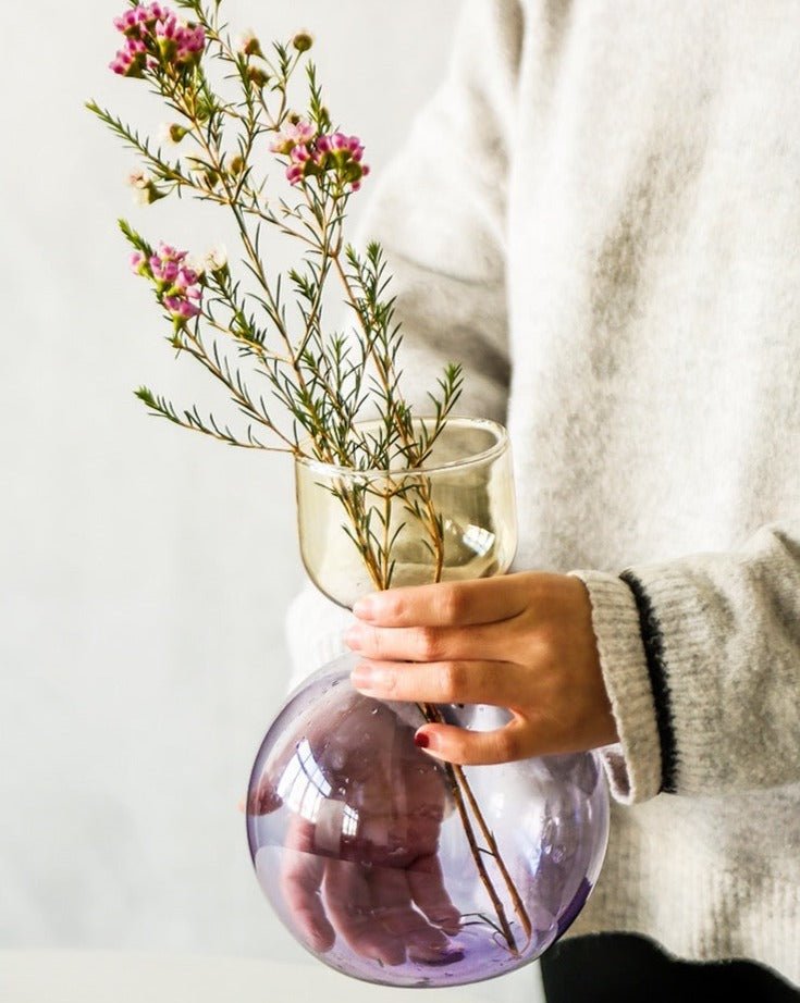 Modern Handblown Glass Vase - Contemporary Decorative Art Glass Vase