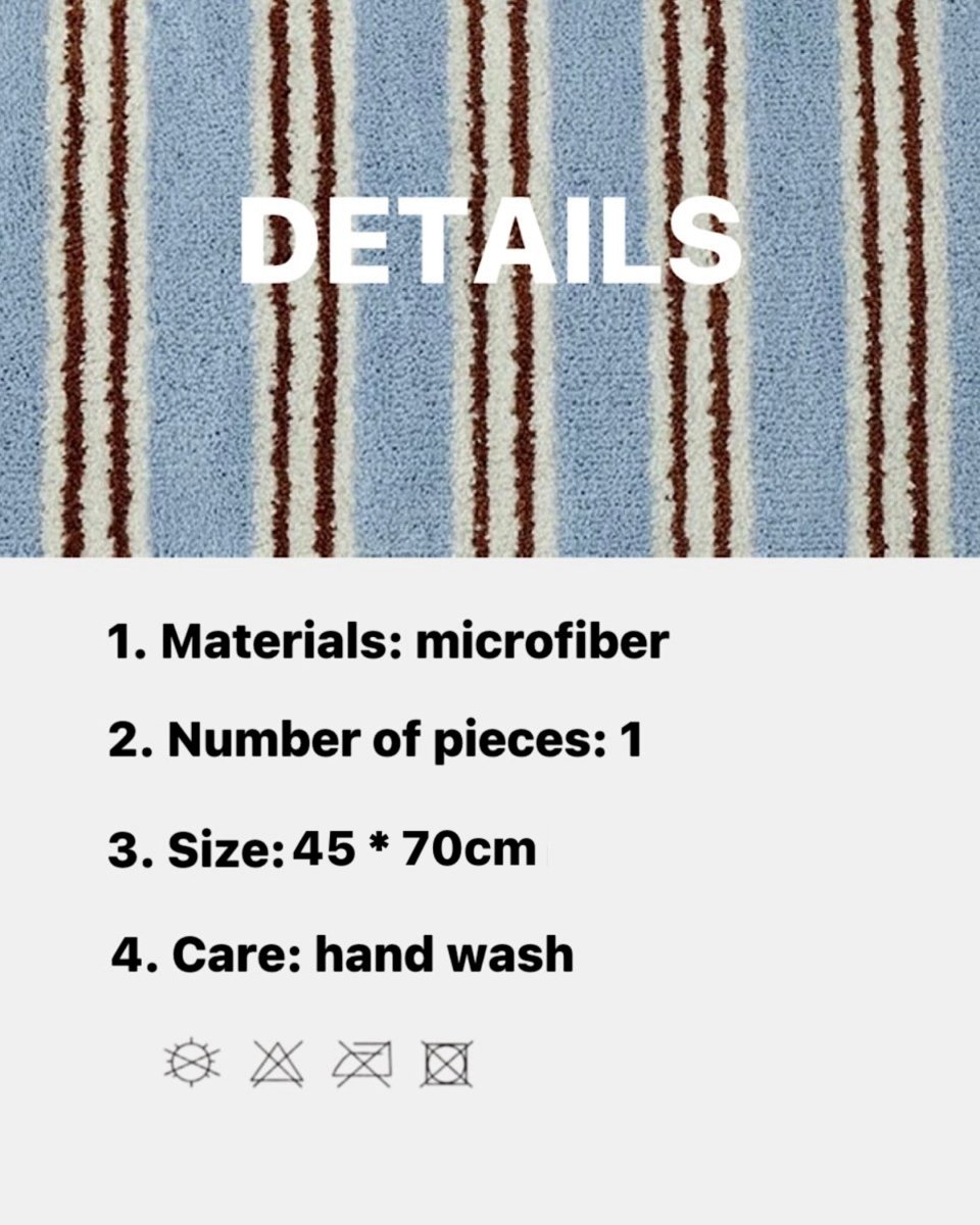 Ultra Soft Retro Blue Stripe Bath Rug, Absorbent Mat